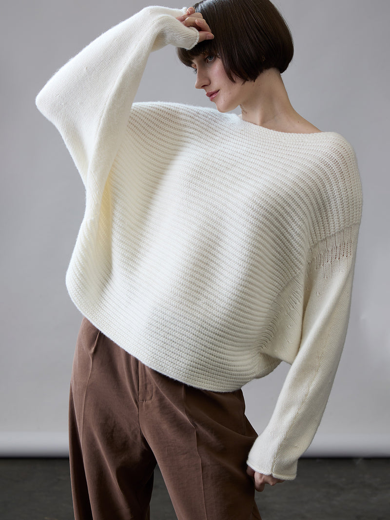 Kaschmirpullover mit Bateau-Ausschnitt