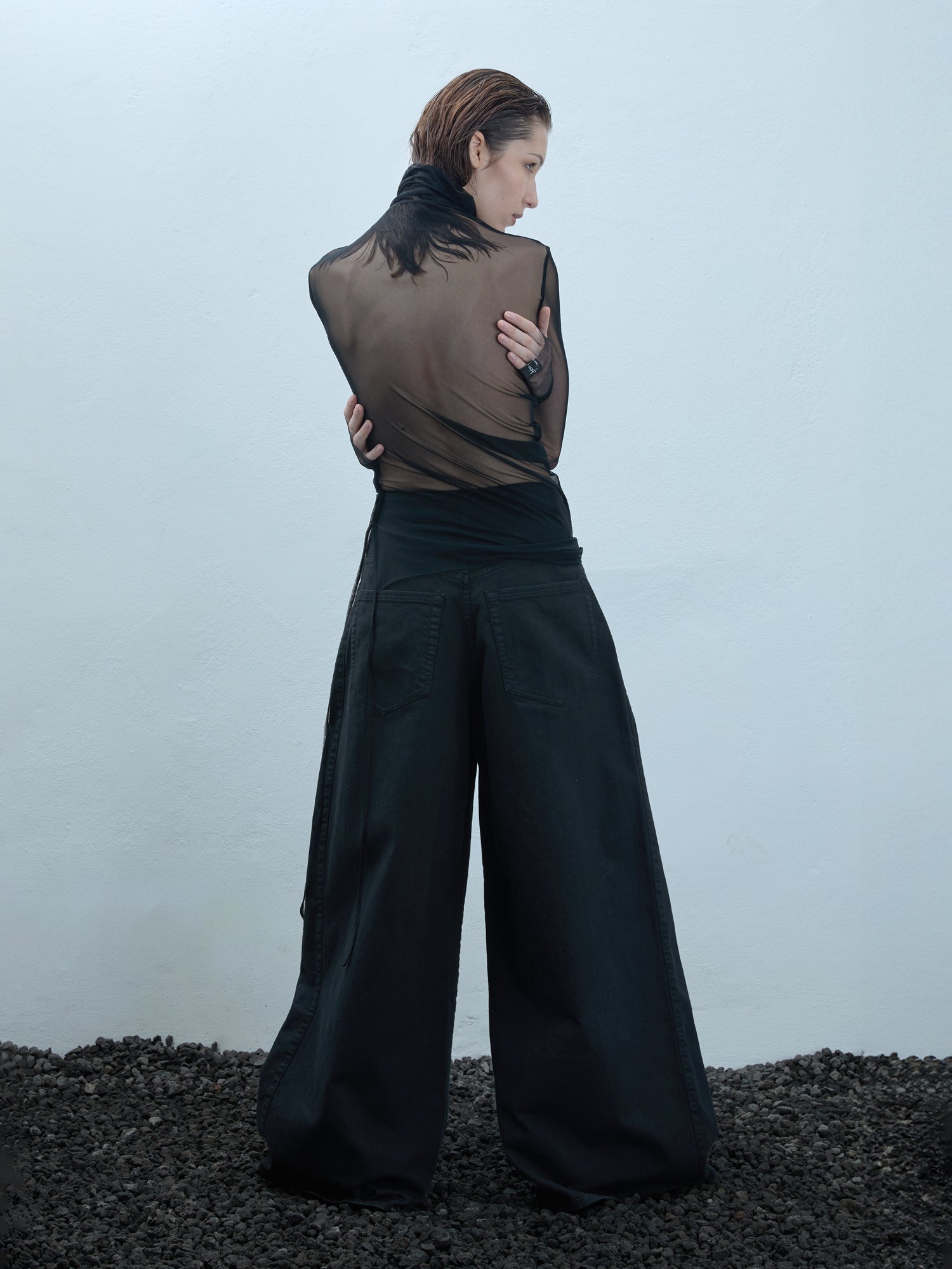 Wide-Leg-Pant in schwarz