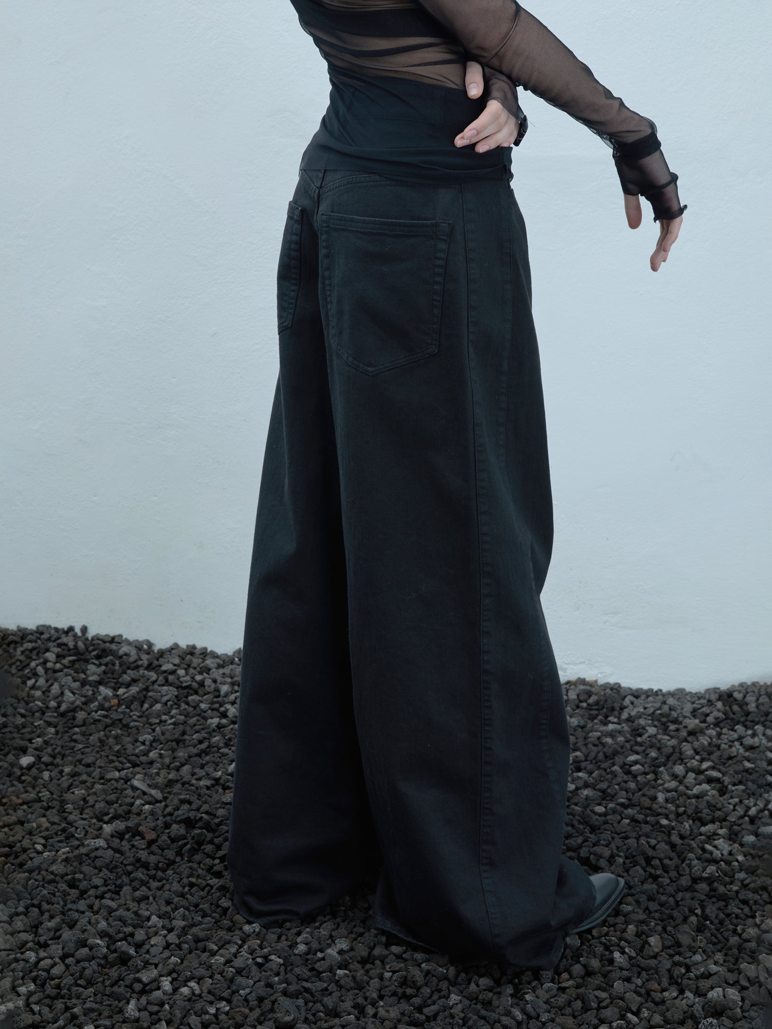 Wide-Leg-Pant in schwarz