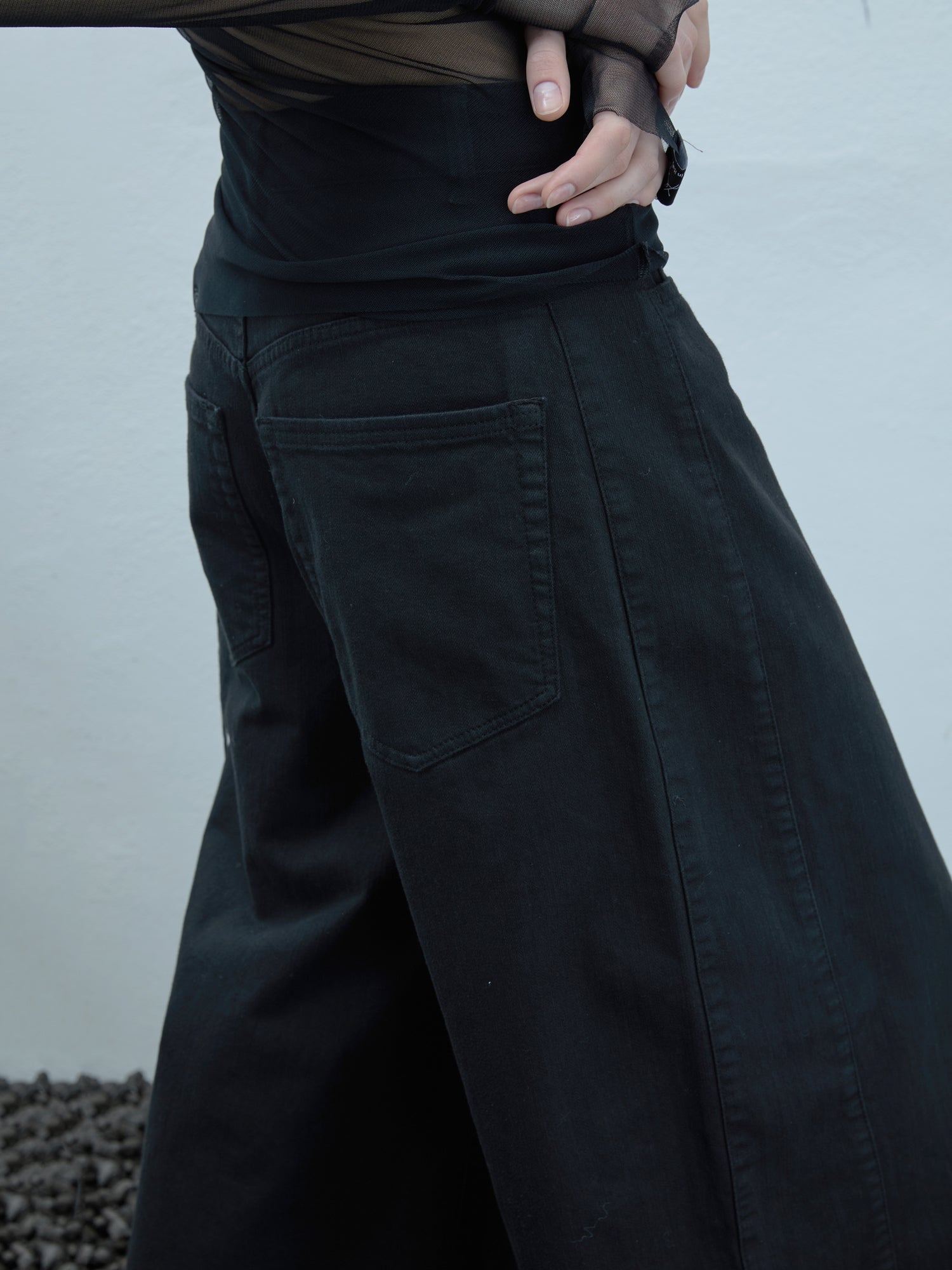 Wide-Leg-Pant in schwarz