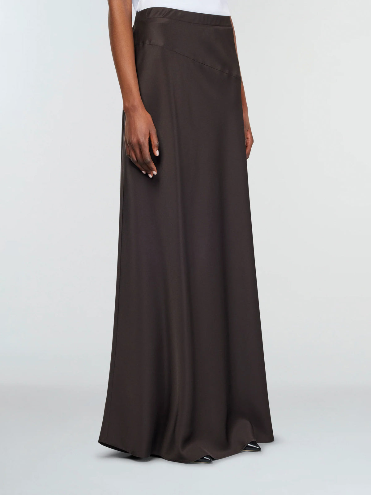 Maxi-Satinrock in dark-brown